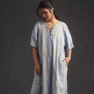 Anthropologie Maeve Short-Sleeve Crossover V-Neck Midi Dress Medium Worn 1 Time